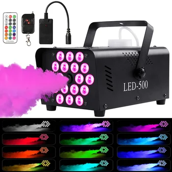 500W DJ Disco Dūmų Mašina LED RGB Belaidžio Nuotolinio Valdymo Rūko Mašina partijų Vestuvių Helovinas Etapo Poveikį Fogger Nuotrauka