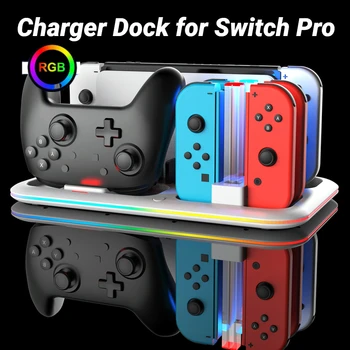 RGB Jungiklis Valdytojas Įkrovimo Stoties Saugojimo Stovėti Multi-funkcija Įkroviklis Dokas Bazinės Stoties Nintendo Jungiklis/Pro/Džiaugsmas-Con Nuotrauka