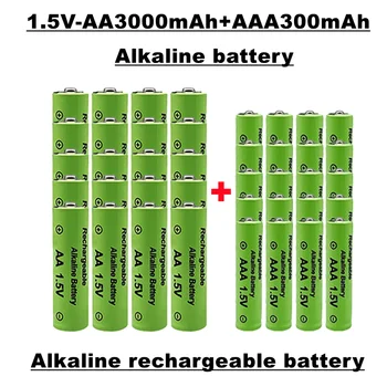 AA AAA 1,5 V įkrovimo baterija (akumuliatorius, 3000 MAH +3000 MAH, tinka nuotolinis valdymas, žaislai, laikrodžiai, radijo imtuvai, ir t.t., paketo pardavimo Nuotrauka