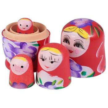 Kūdikių Mediniai Žaislai, Matryoshka Spalva Dažytos Lizdus Mergaitės Lėlės Rusijos Vertus, Dekoras Vaiko Knyga Nuotrauka