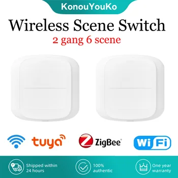 Tuya Zigbee WiFi Smart Switch Mygtukas 2Gang 6Scene Belaidžio Scenarijus Įjungti Išmaniųjų Namų Nuotolinio Valdymo Automatika Gyvenamųjų Nuotrauka