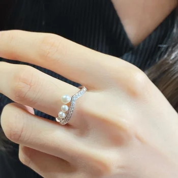 Prancūzijos aukščiausios prabangos prekės papuošalai s925 skiedra pearl JOSÉPHINE AIGRETTE Žiedas moterims gana dovana Aukščiausios Kokybės Nuotrauka
